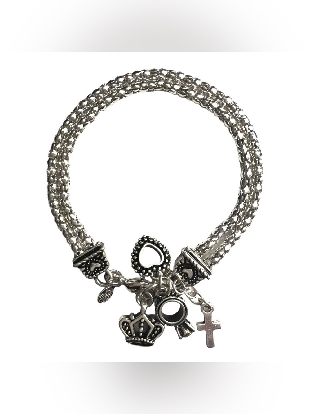 Premier Designs Jewelry CHARM 2-Strand Antique Silver Bracelet Length 7.5''